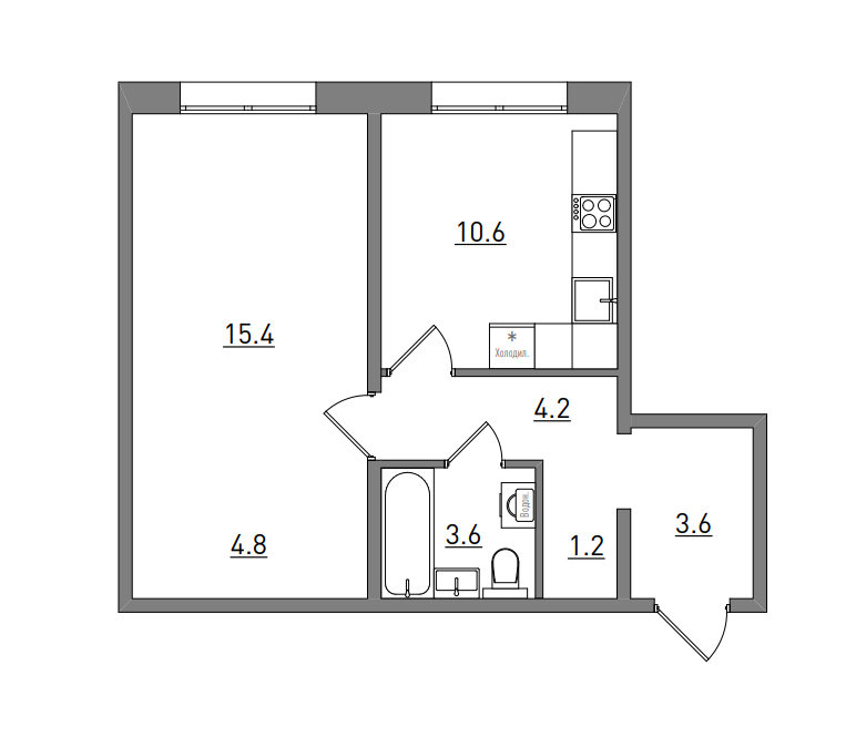 планировка квартиры 43 м2
